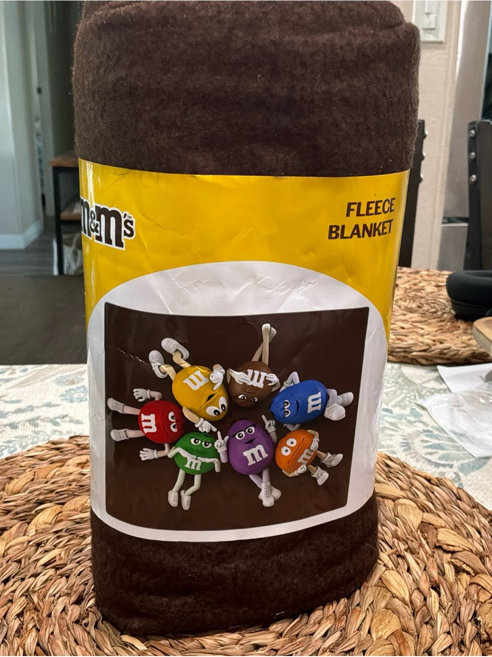 M&M'S Brown Fleece Blanket with Colorful M&M Characters
